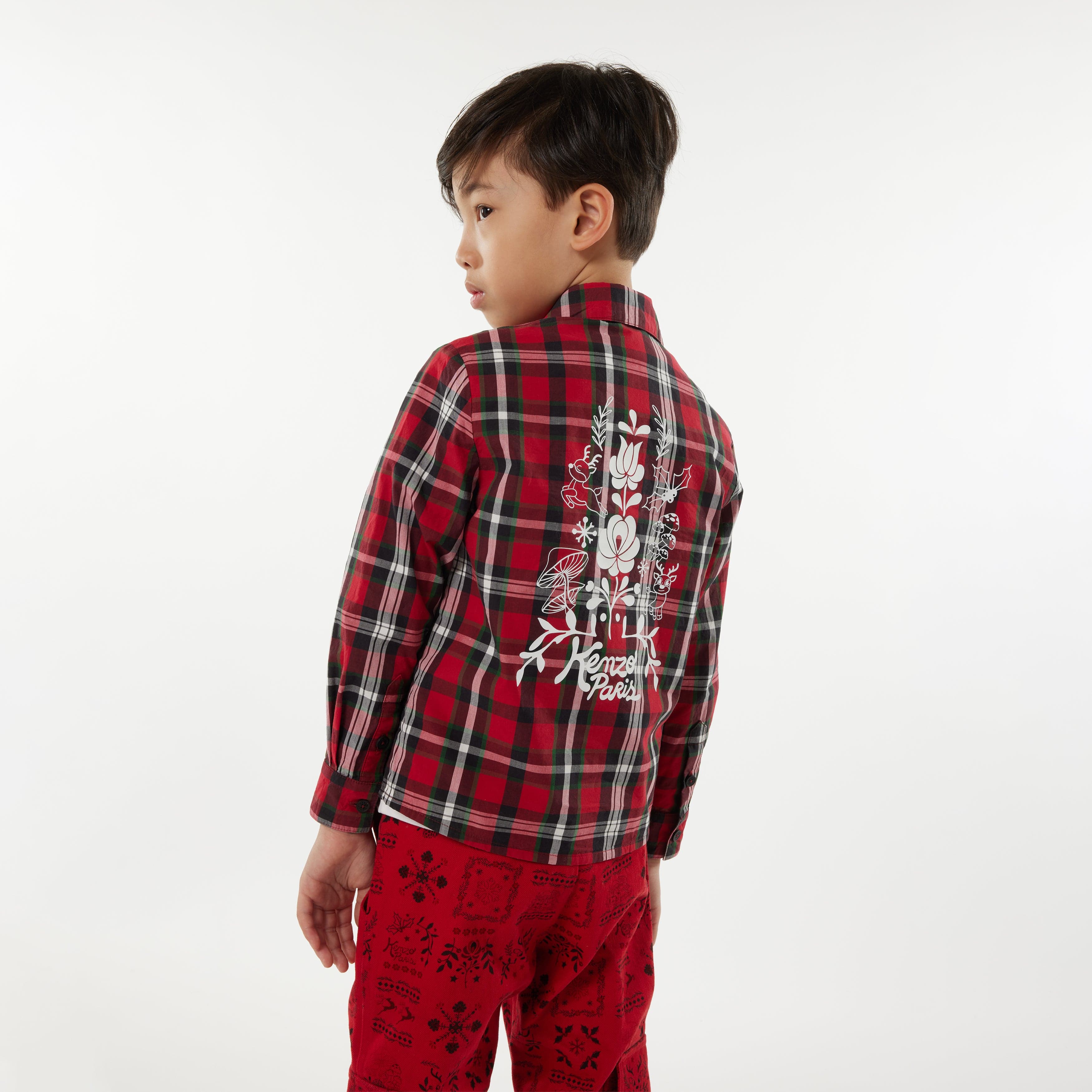 KENZO Boys Checked Shirt in Red