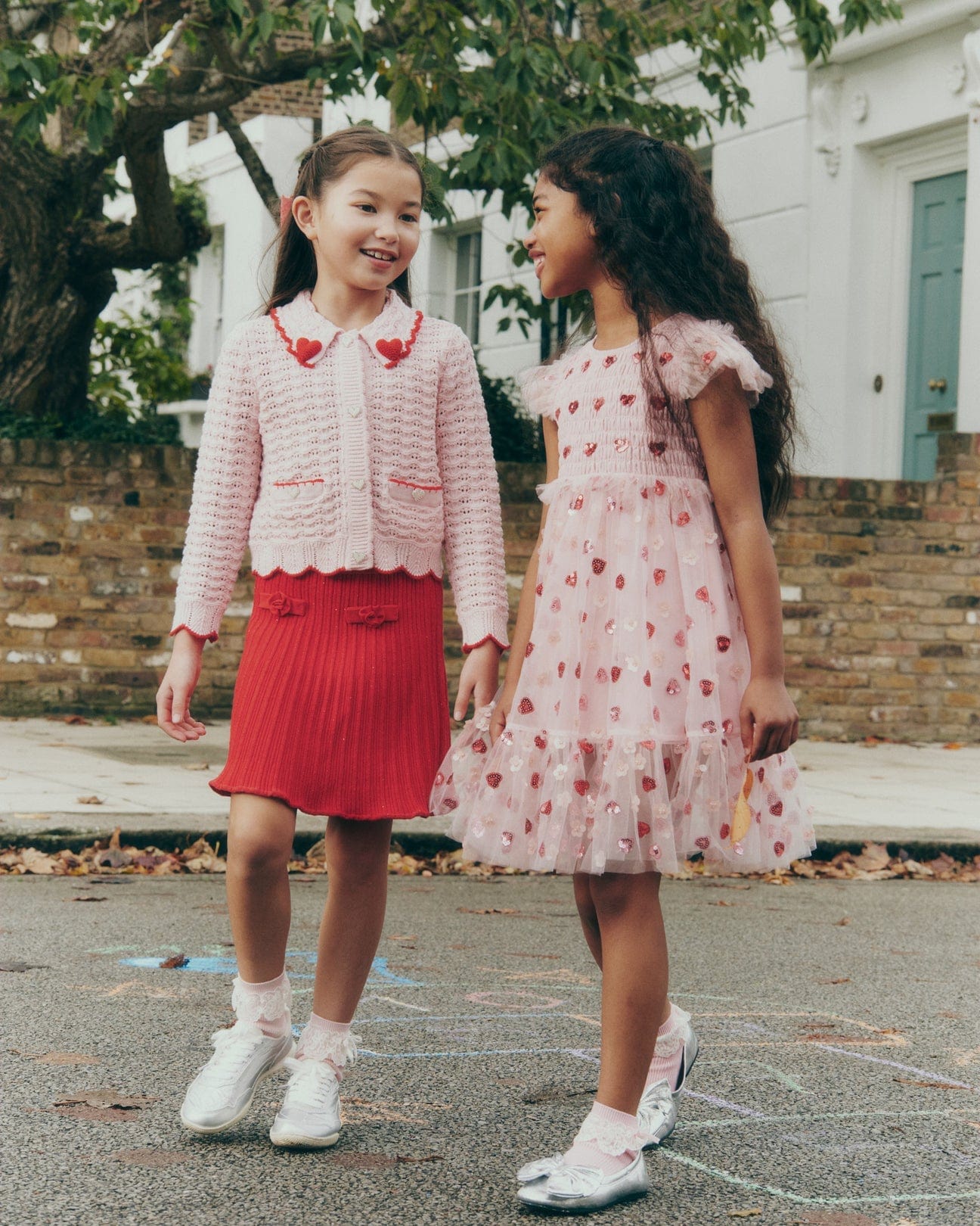 Girls Ribbed Knit Skirt in Red