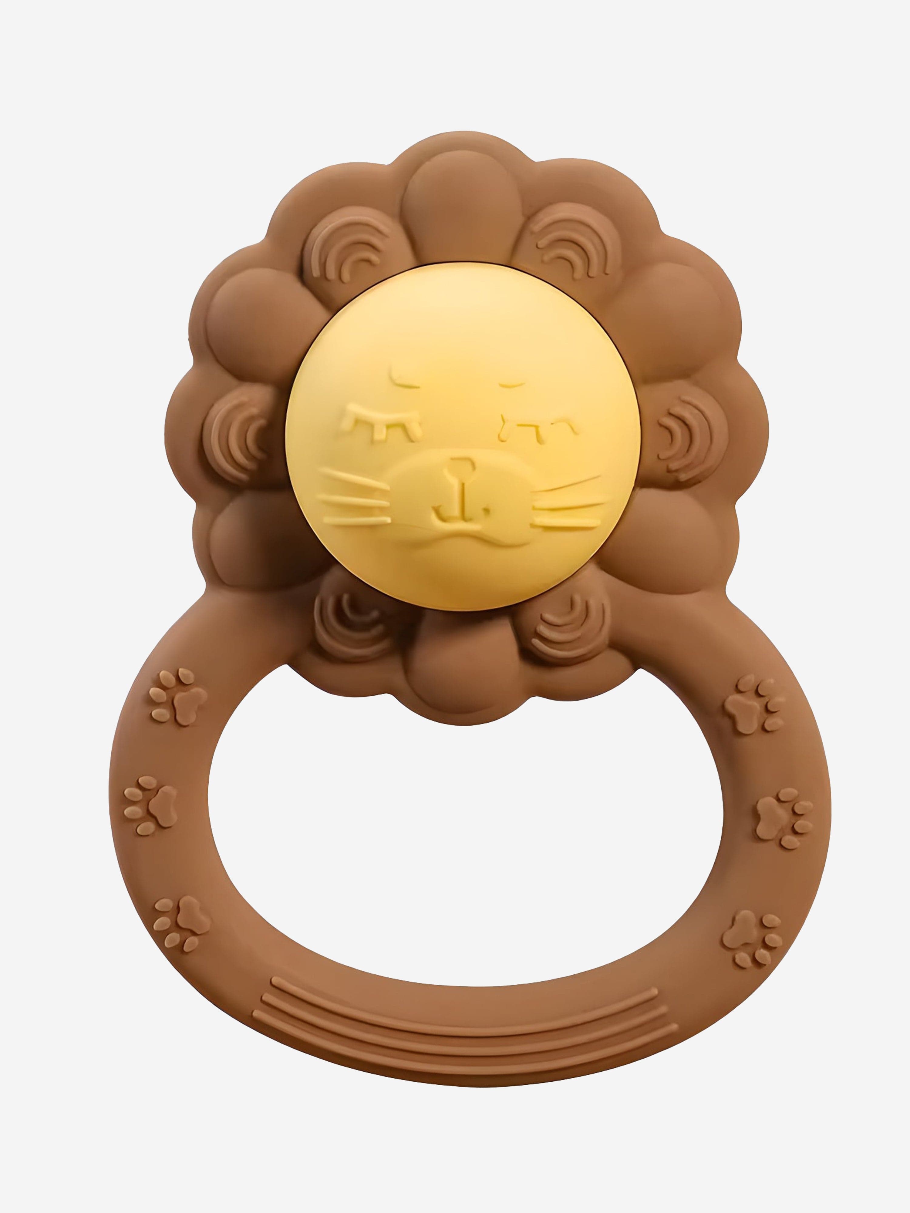 Baby Lion Rattle Teether in Brown