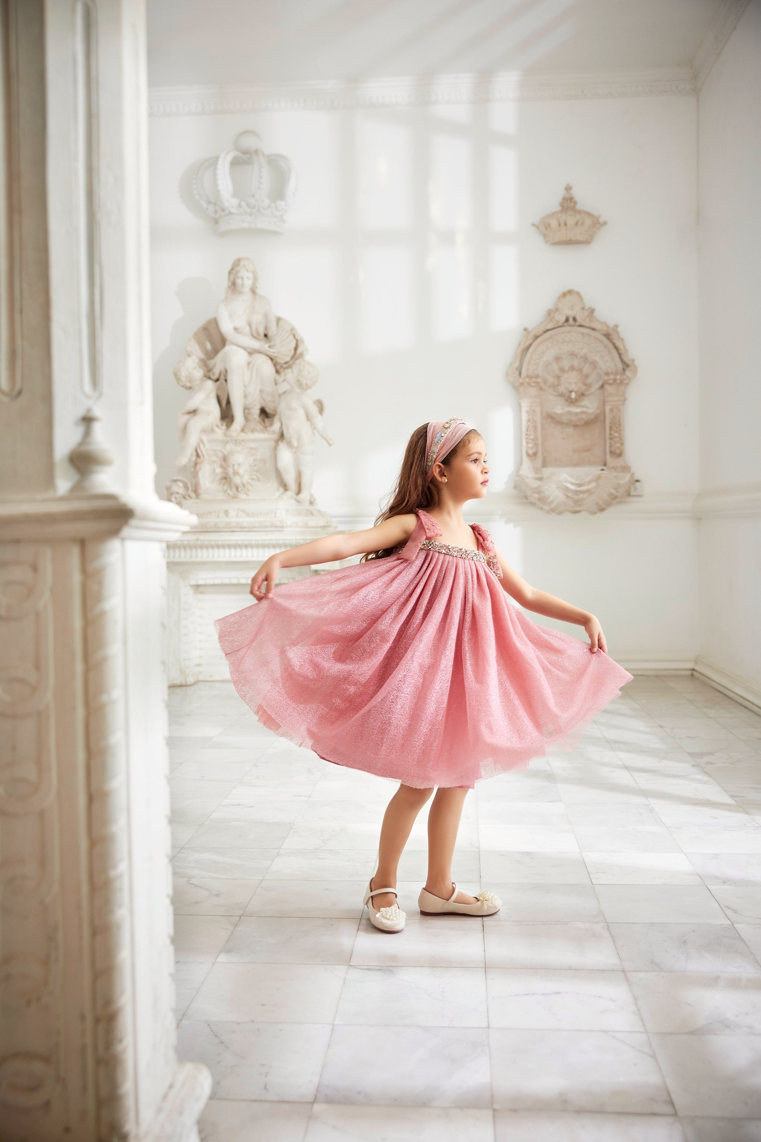 Maison Ava Girls Este Occasion Dress in Pink