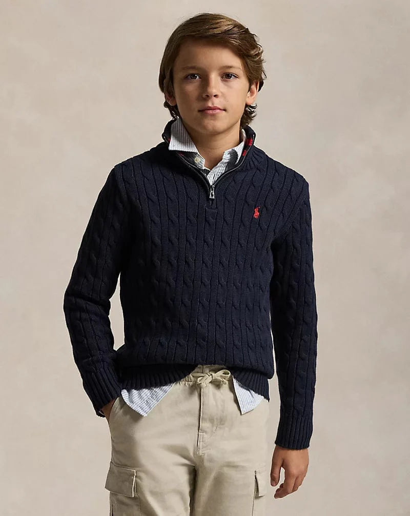 Ralph Lauren Boys Half Zip Jumper in Navy